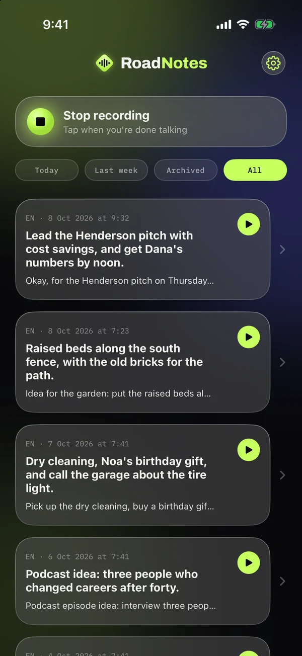 Recording a note on iPhone